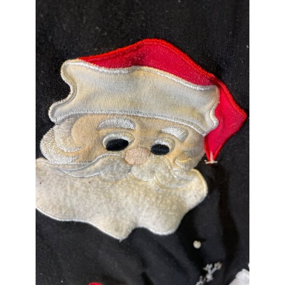 Bechamel Black Mock Neck Santa Embroidered Pullover Top Sz XL - Picture 5 of 8